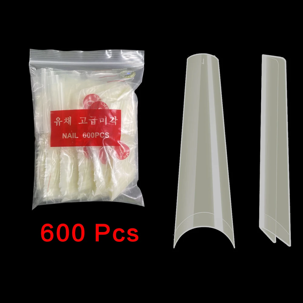 

600pcs Extra Long Nail Tips XXL Coffin Fake Nail Clear Acrylic Half Cover