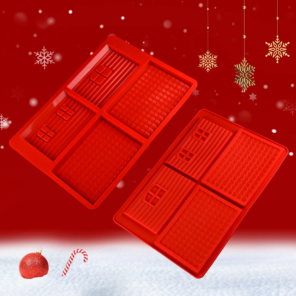 silikolove 2 pcsset christmas 3d gingerbread house silicone mold diy baking chocolate cake mould biscuits cookie bakeware tools free global shipping