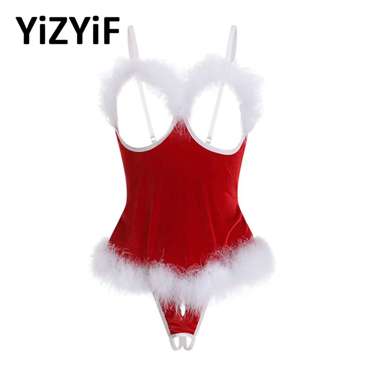 

Womens Sexy Christmas Lingerie Exotic Open Cup Crotchless Bodysuit Teddy Babydoll Porno Cupless One Piece Nightwear Clubwear