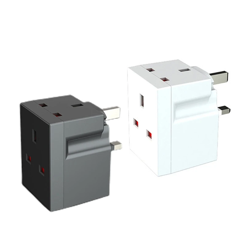 Multi Plug Adaptor 3 Pin UK Socket Extender Power Cube Extension Adapter For Office TV Kitchen Indoor White/Black