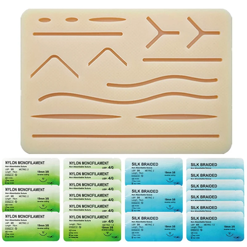 

Suture Refill Kit for Students,Silicone Stitching Pad with Threads and Needles,Suture Training Kit (Education Use Only)