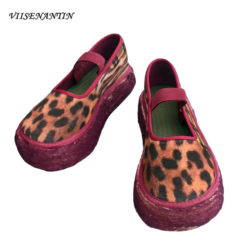 

Туфли женские в стиле ретро с круглым носком, тканевые туфли ручной работы, на платформе с пряжкой «One Word», повседневные однотонные японские ...