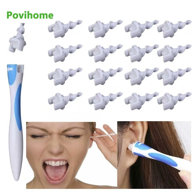 

1 Set 16 Replacement Heads Ear Cleaner Spiral Earpick Tool Ear Wax Removal Tool Ear Care Ear-pick Cleaner