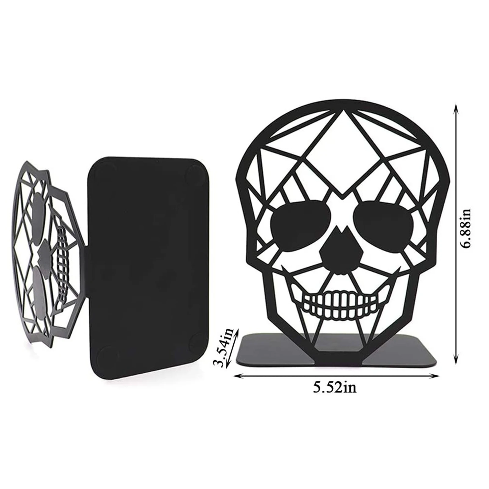 

1 Pair Metal Desk Organizer Desktop Office Home Bookends Book Holder Black Skull Head Skeleton Book Ends Storage Decorative Rack