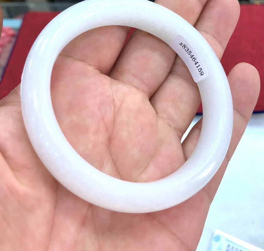 

100 Сертификация 56-64 мм китайский 100% натуральный белый нефритовый браслет