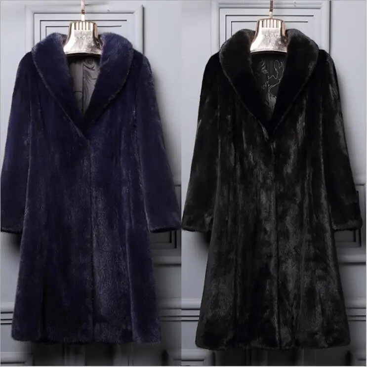 Autumn fur leather jacket womens warm faux mink fur leather coat women loose jackets winter thicken fashion blue black