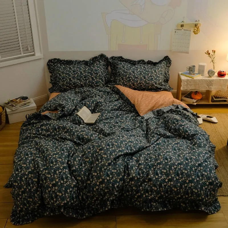 

Цветочный пододеяльник набор Твин Queen King size 100% хлопок роскошный мягкий (Королевский), набор постельного белья, Комплект постельного белья на...