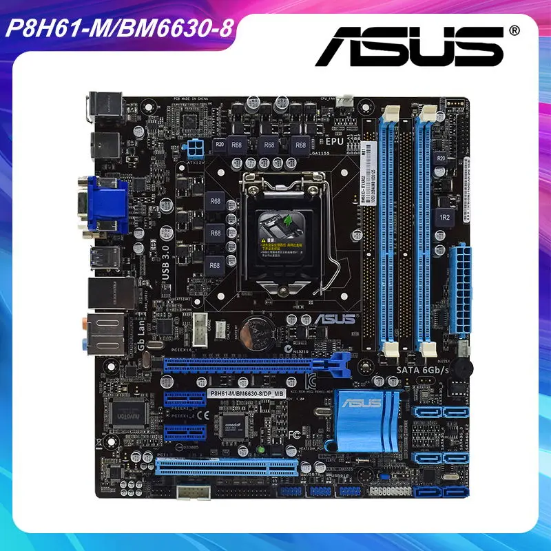 

ASUS P8H61-MBM6630-8/DP_MB LGA1155 Intel H61 материнская плата для настольного компьютера 1155 DDR3 Поддержка процессоров Core i3 i5 i7 USB3.0 SATA3 PCIe X16 слот