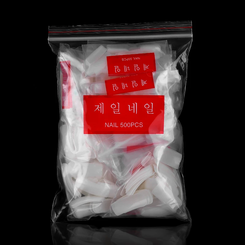 

Clear Natural Long Extension Fake Nail Art Tips UV LED Half Cover False Nail Tips Flexible Resin Fingernails Manicure Tip H044