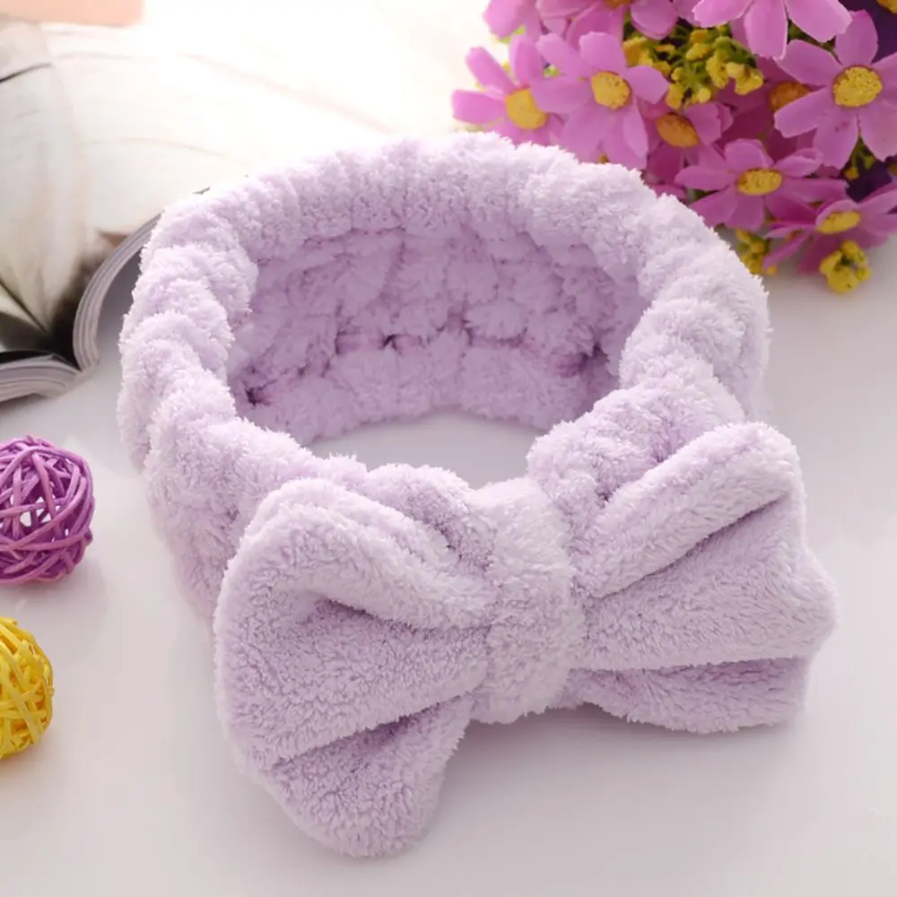 light purple 1 шт., модная женская повязка на голову для девочек, эластичная повязка на голову для мытья лица, головные уборы под макияж, душ, спа, макияж, резинки для волос, аксессуары для укладки, инструменты для макияжа - Цвет: light purple