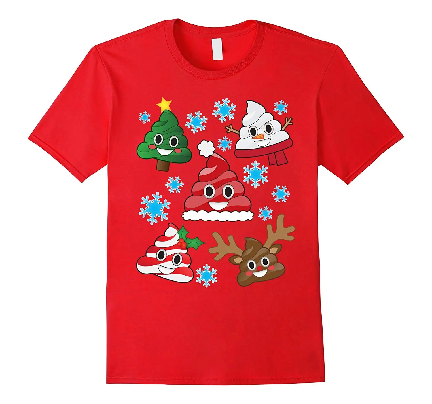 

Funny Christmas Poop Cute Holiday Snowflake T-Shirt Men's Cotton Short Sleeve O-Neck T Shirt New S-3XL