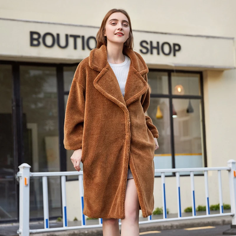 ZADORIN 2020 зимнее женское пальто из овечьей шерсти Camel с искусственным мехом