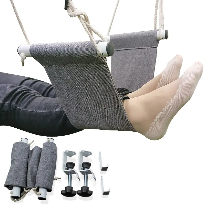 

Canvas pedal hammock with adjustable mini footrest on the table for family and office