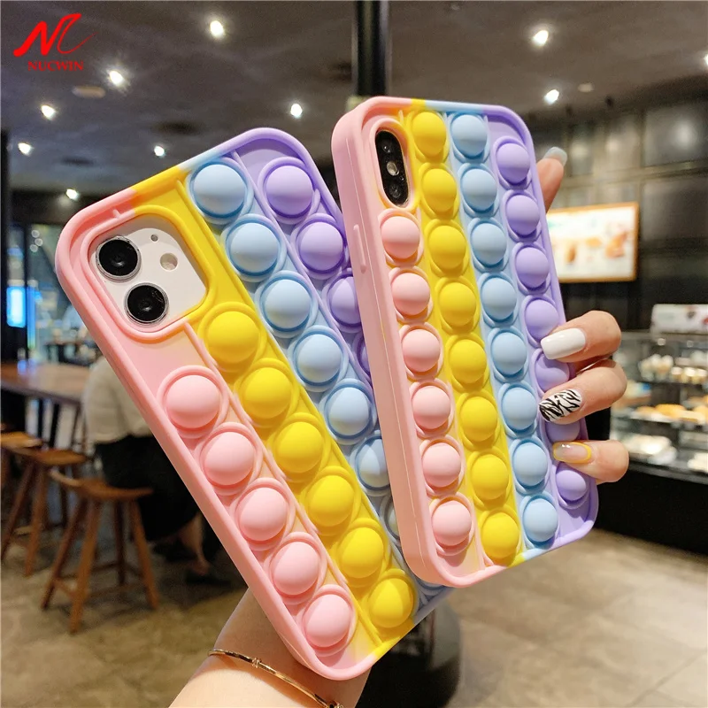 

Пузырьковый чехол для iPhone Xr, для iPhone 12 11 Pro Max Mini 7 8 XS Pro XR SE, чехол для снятия стресса, игрушки-антистресс с пузырьками
