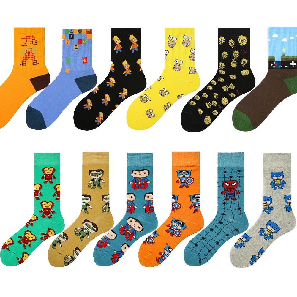 Персональный Забавный Аниме Бэтмен носки Супермена модные с героями мультфильма