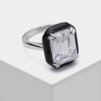amorita boutique 925 silver square black base design ring