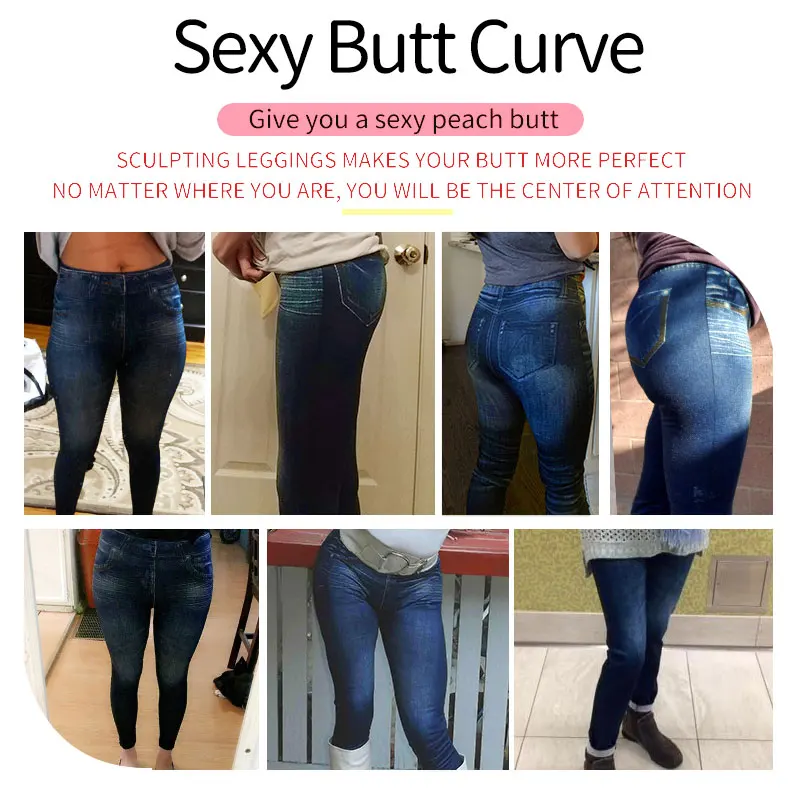 Леггинсы из искусственной джинсовой ткани с карманами высокой талией флисовой