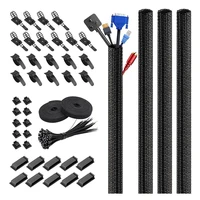 rise 146pcs cable management cord organizer kit cable sleeve adhesive cable clips cable zip ties self adhesive tie