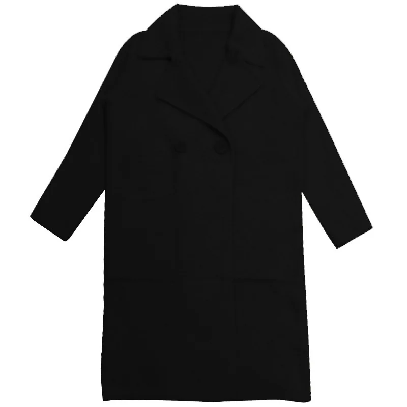 black Элегантный осенне-зимний женский длинный свитер, пальто, куртка, повседневный теплый вязаный кардиган, женская верхняя одежда с большими карманами YT50184 - Цвет: black