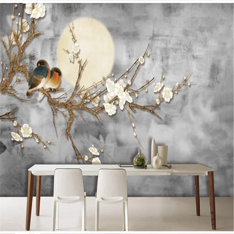 Большие Настенные обои XUE SU на заказ в новом китайском стиле цветы и птицы