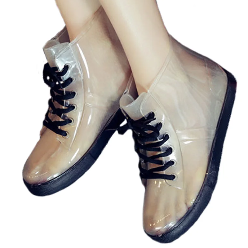 Сапоги Aleafalling женские резиновые Британская мода на шнуровке ПУ