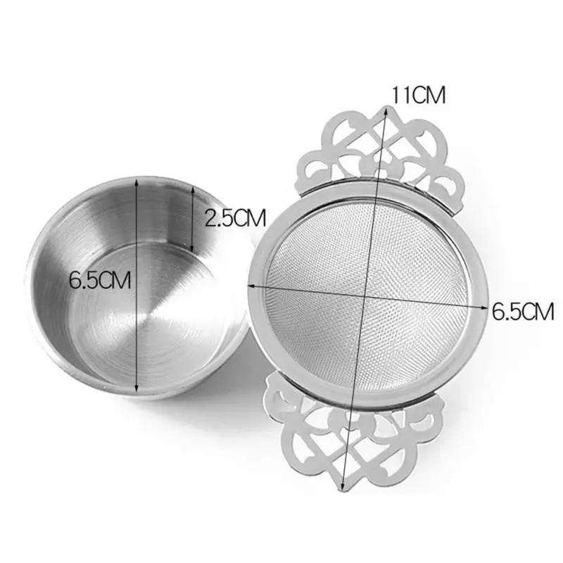Stainless Steel Double Ear Infuser Filter Loose Leaf With Drip Bowl Tea Strainer Traditional Hanging Easy Clean Herbal | Дом и сад