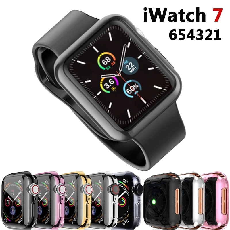 

Case For Apple watch 7 case 41mm 45mm 44mm 40mm 42mm 38mm Accessories Full TPU Bumper Protector Cover for iWatch series 3 4 5 6