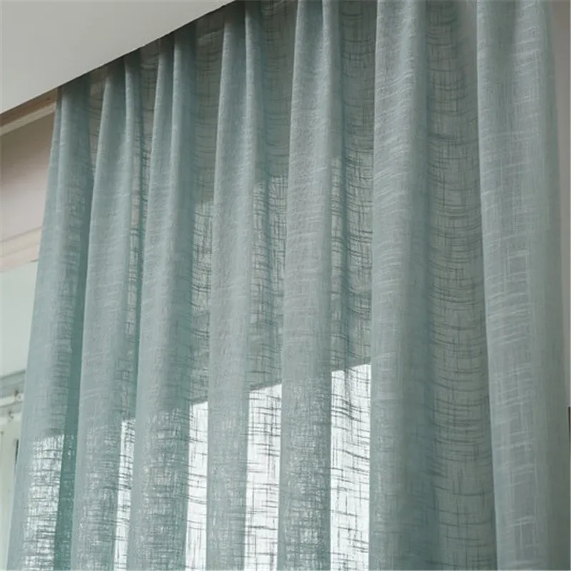 Blue Voile tulle Плотный Хлопок, лен, тюль, занавески, декоративные, для отеля, современные, модные, европейские, отвесные, белые, синие, розовые, желтые, кофейные, WP342* 30 - Цвет: Blue Voile tulle