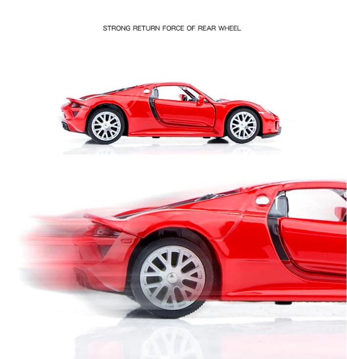 

1/36 Porsche 918 Metal Vehicle Diecast Pull Back Cars Model Toys for Collection Xmas Gift Office Home Decoration