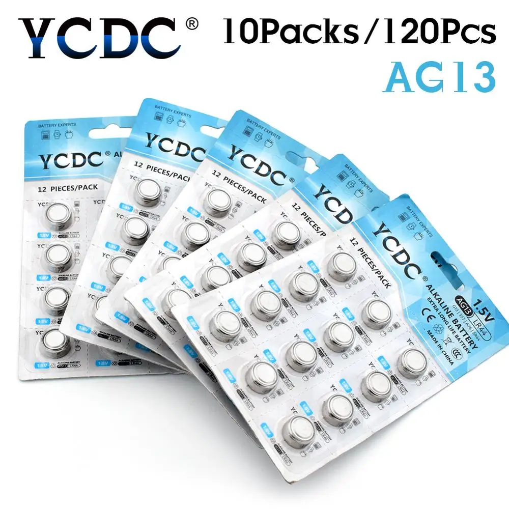 YCDC 120 шт. AG13 LR44 357A S76E G13 Кнопка монетные элементы оригинальные 1 5 В щелочные батареи