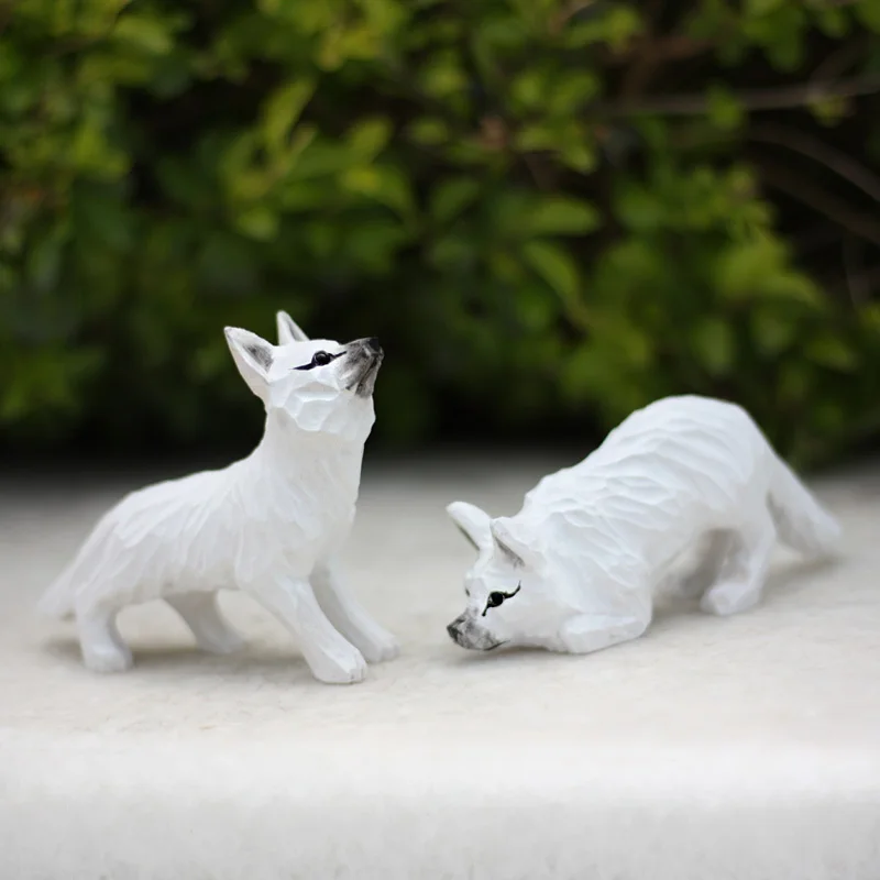 

"Fox Woodcarving Decoration Fox Crafts Wood Fox Arctic Fox Solid Red Product Type"