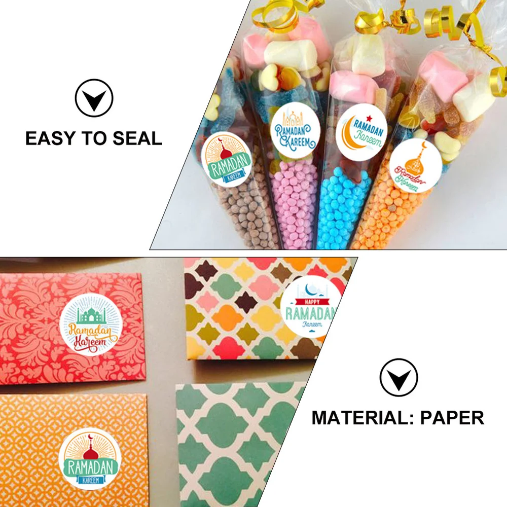 

120pcs Round Muslim Ramadan Adhesive Sticker Chic Gift Boxes Sealing Decals