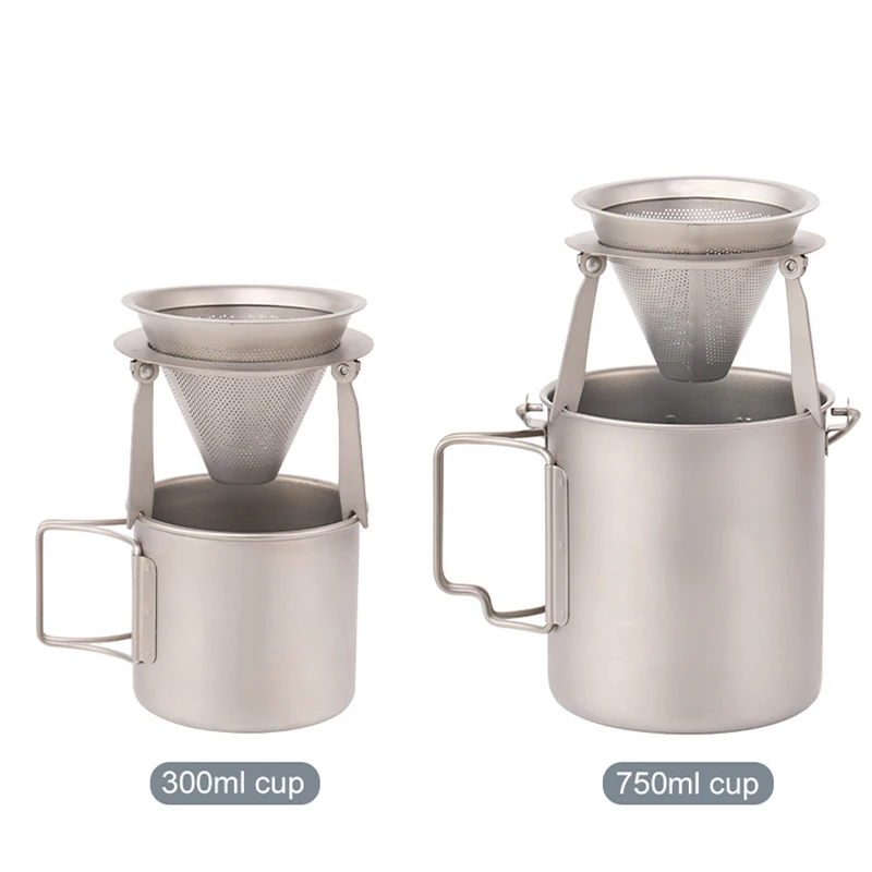 Filtro de caf&eacute; de titanio ultraligero para acampar, desmontable, de viaje, para mochila al aire libre, tazas de t&eacute; para beber, Ta9010-4