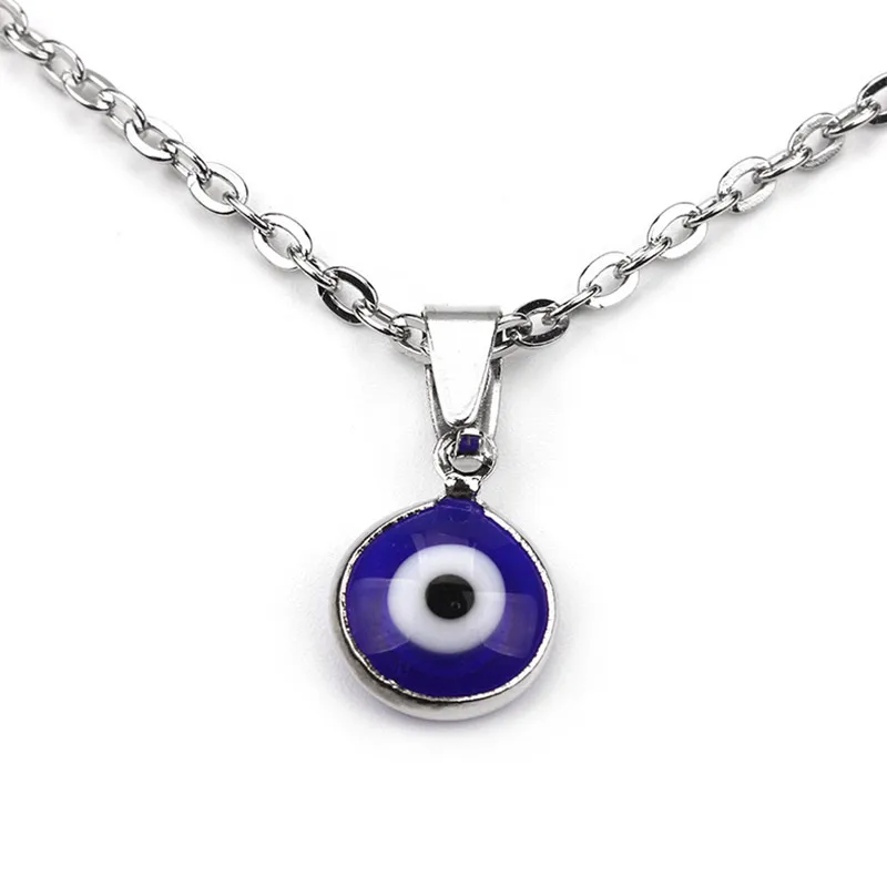Vintage Silver Color Chain Pendant Necklace Charm Turkish Evil Eye Necklaces For Women Men Fashion Jewelry Lucky Gifts