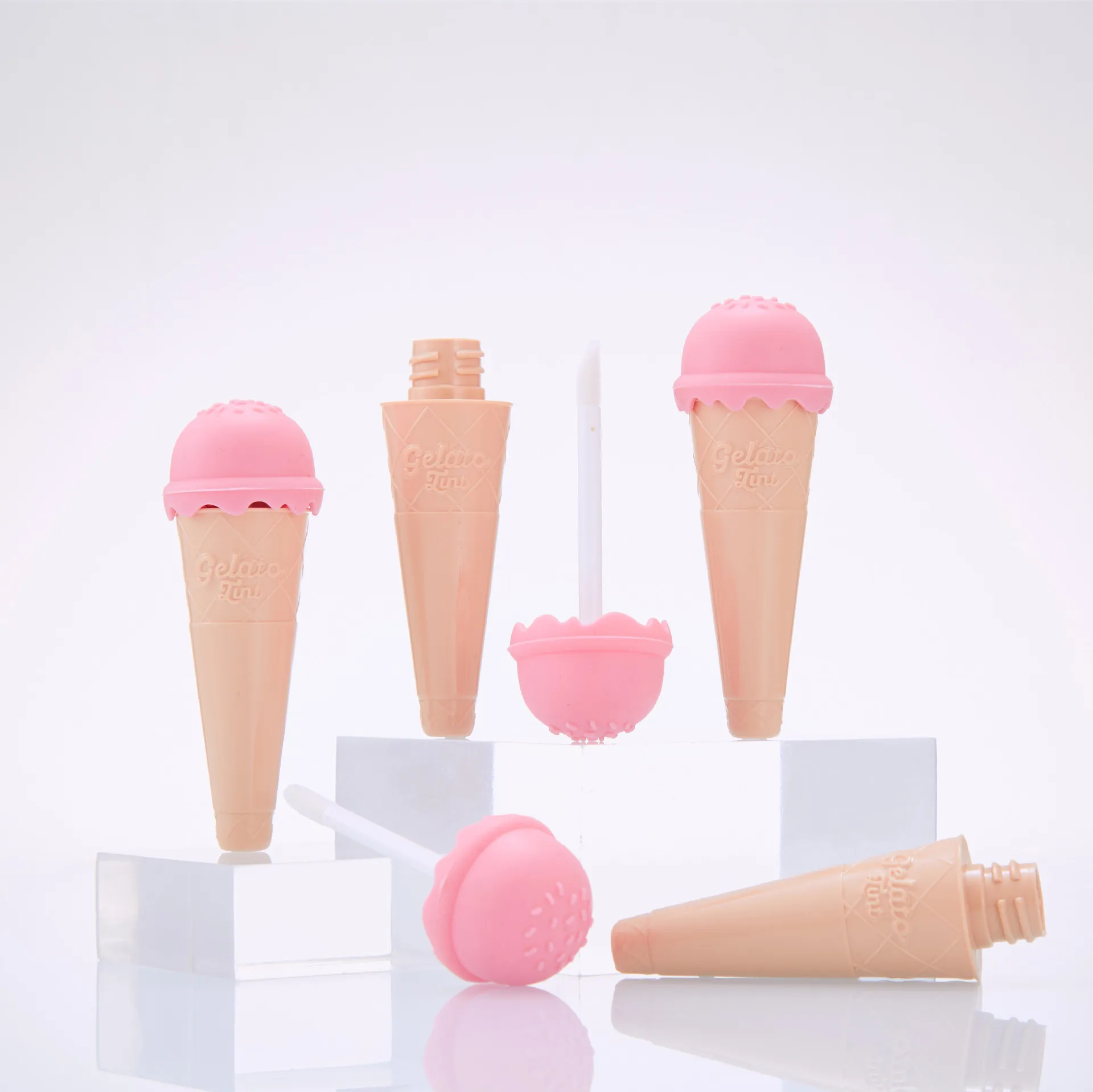 30pcs 10ml Empty Lip Gloss Tubes Cute Ice Cream Refillable Lip Balm Tube Container Lipgloss Bottle with Wand Applicator