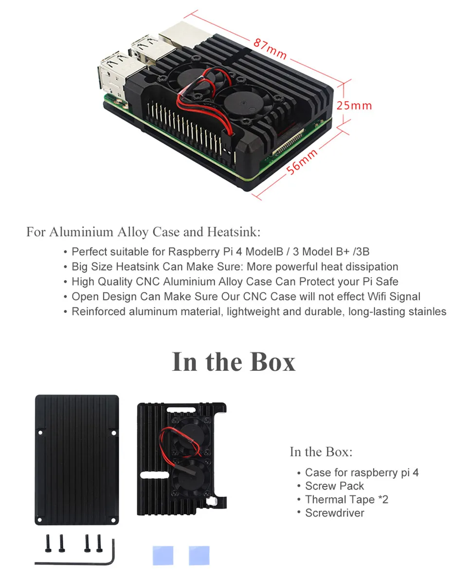 Металлический чехол для последние Raspberry Pi 4 Модель B LPDDR4 2G/4G Quad-core Cortex-A72(ARM v8), 64-разрядная 1,5 Ghz Dual core 4K HDMI Выход Мощность
