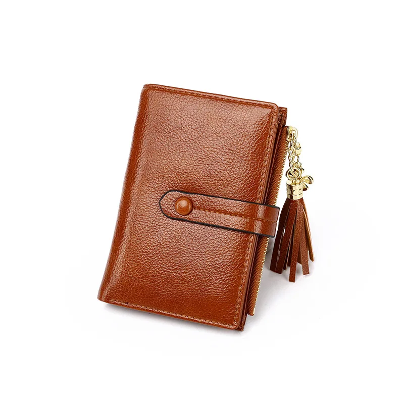 

New Style Women's Purse Zipper Tassel Multi Card Certificate Slotted Zipper European American Short Wallet