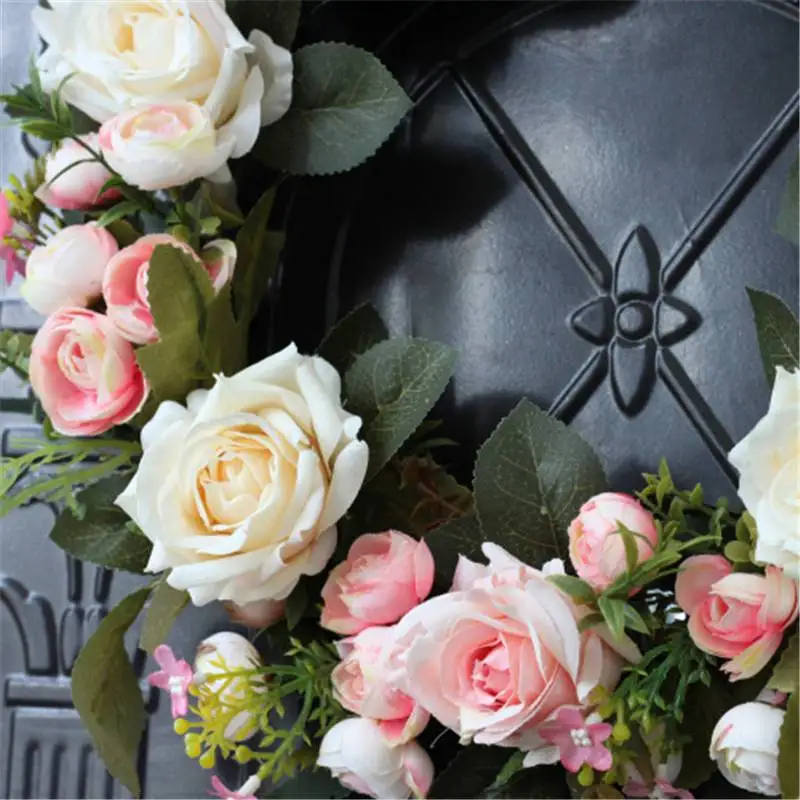 

Garland Wedding Decor Door 35cm Peony Artificial Rose Flower Hanging Wreath