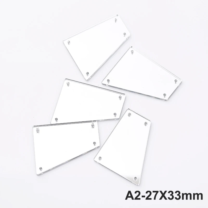 A2-27X33mm RESEN формы смешивания Пластиковые акриловые зеркальные пришитые Стразы с отверстиями с плоской задней стороной кристалл акриловый камень для пришивания для сценического костюма - Цвет: A2-27X33mm