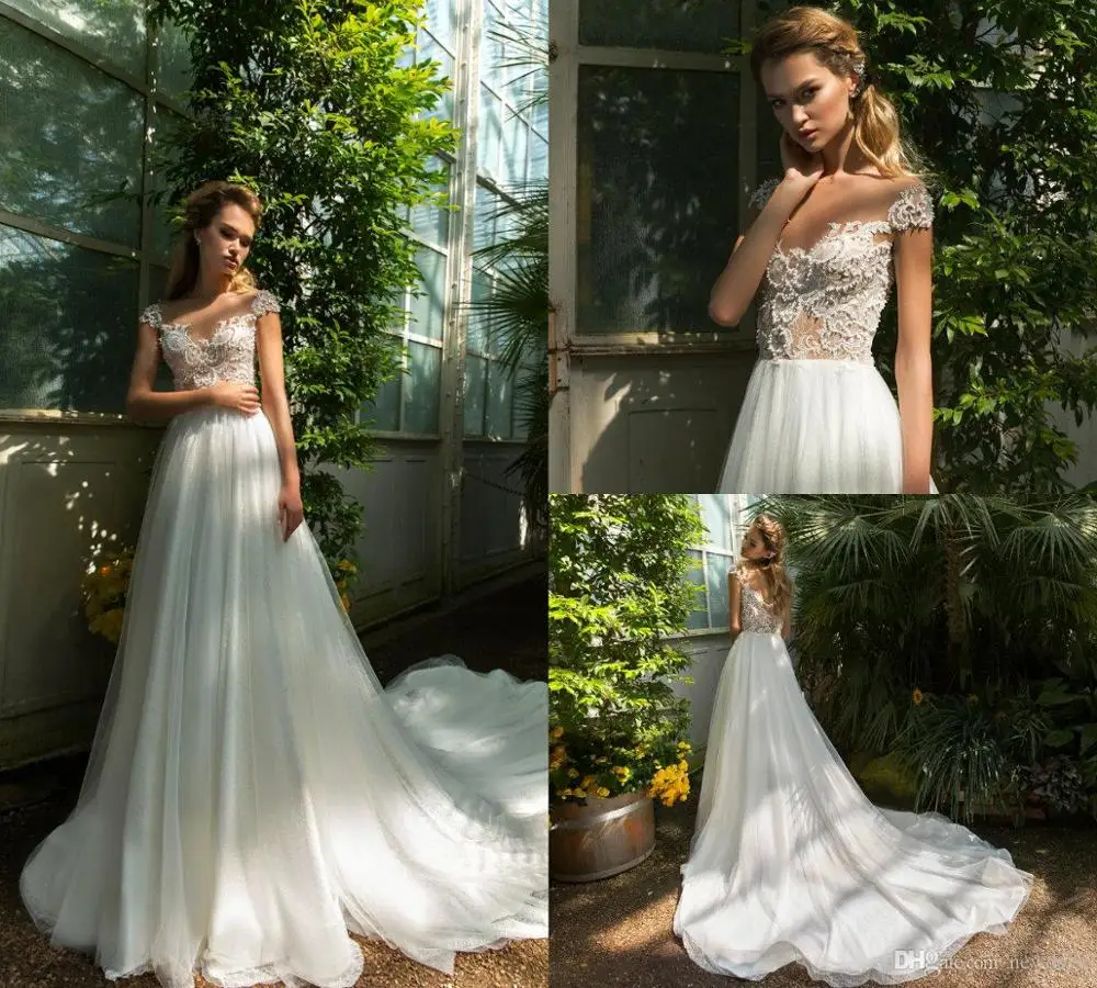 

3d-цветочная Аппликация Свадебное платье es Beads Dimitrius A-Line, поэт, свадебные платья с коротким рукавом, украшение, прозрачное свадебное платье