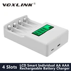 Зарядное устройство VOXLINK, USB, 4 слота, ЖК-дисплей, интеллектуальная Быстрая зарядка аккумуляторов AAAAA, зарядное устройство s для электронного оборудования 1,2 в