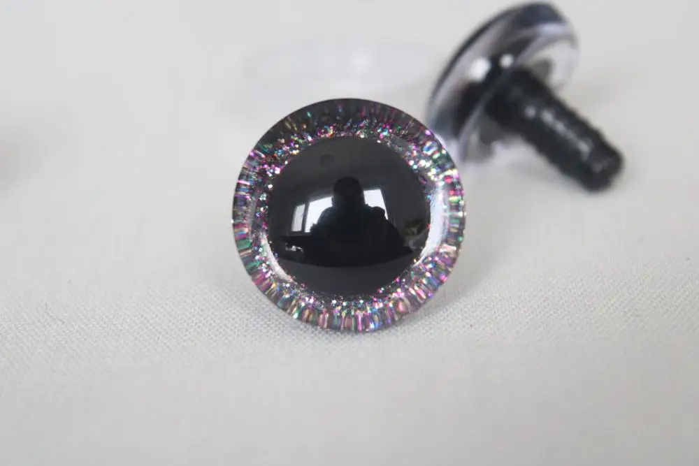 

12pcs/lot--new 12mm 14mm 16mm 18mm 20mm 24mm 30mm 35 clear 3D safety toy eyes +glitter Nonwovens+ washer--size & color option