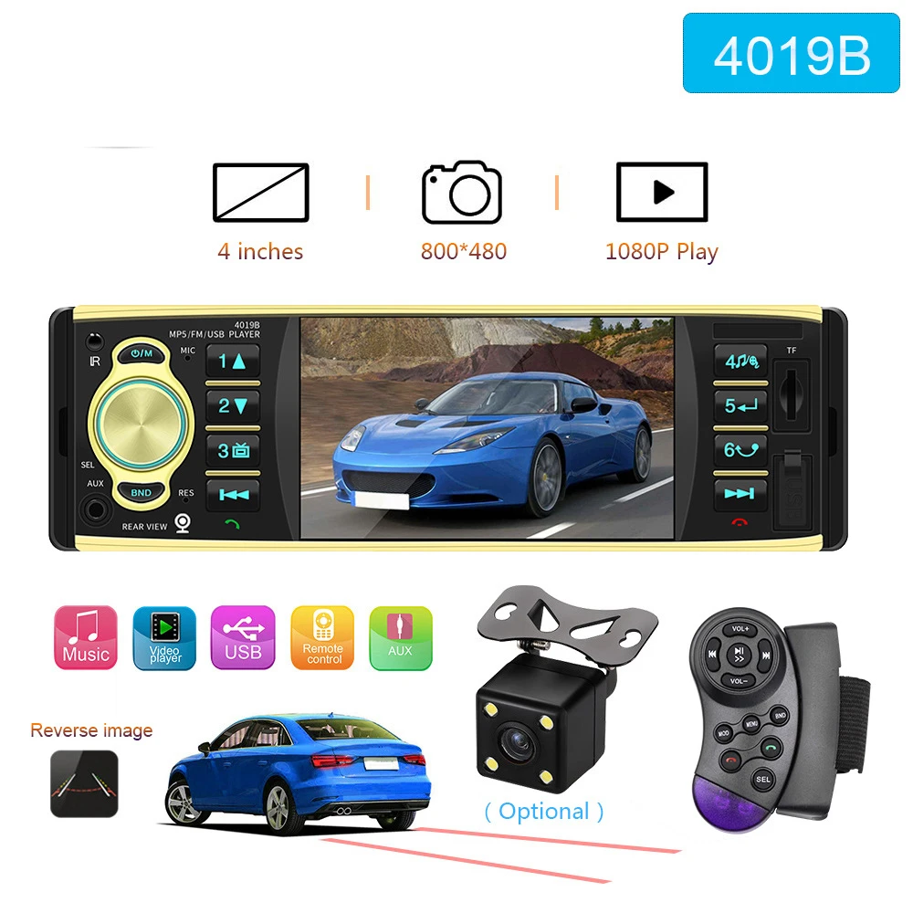 

DHL 10 шт 1 Din автомобильный радиоприемник 4019B аудио стерео USB AUX FM Bluetooth радиостанция MP3 плеер с зеркалом заднего вида Камера дистанционного Упра...