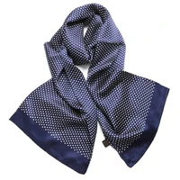 mens 100 pure silk scarf double layer long neckerchief cravat dot pattern for office travel softest lightest natural fiber