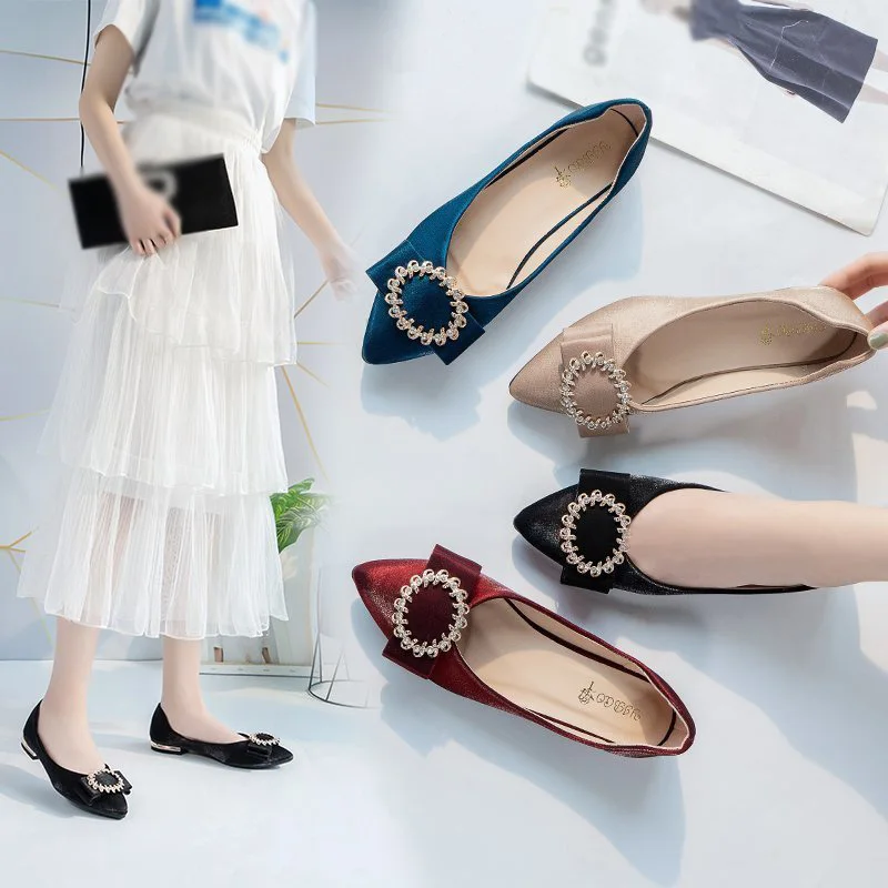 

Элегантная повседневная обувь на плоской подошве; Обувь на низком каблуке в Корейском стиле (острый носок, замша)