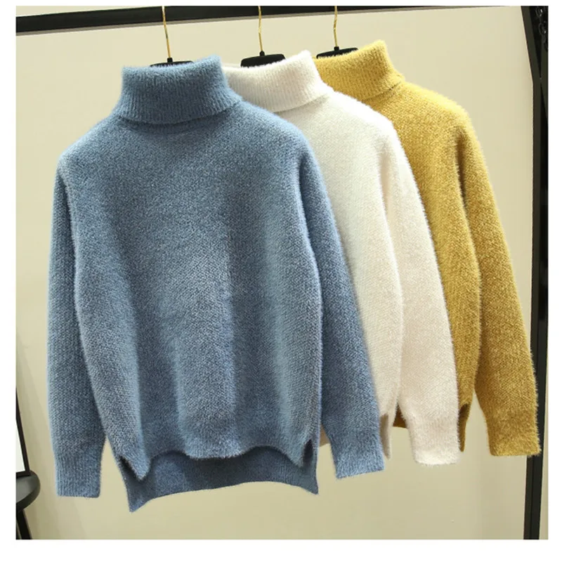 

Женский трикотажный пуловер Fdfklak, свободный свитер с высоким воротом и длинным рукавом на осень и зиму