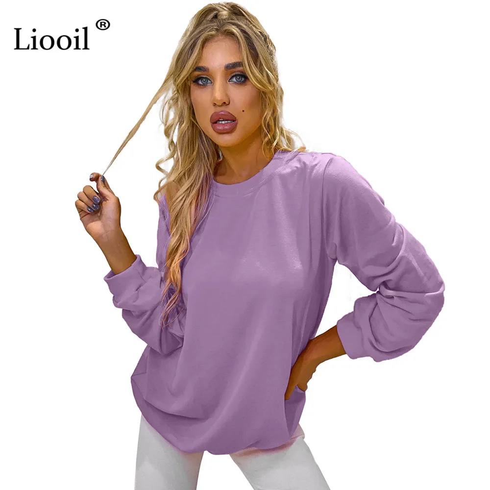 

Casual Loose Sweatshirt Women 2020 Long Sleeve O Neck Female Autumn Winter Clothes Solid Color Streetwear Tops And Pullovers