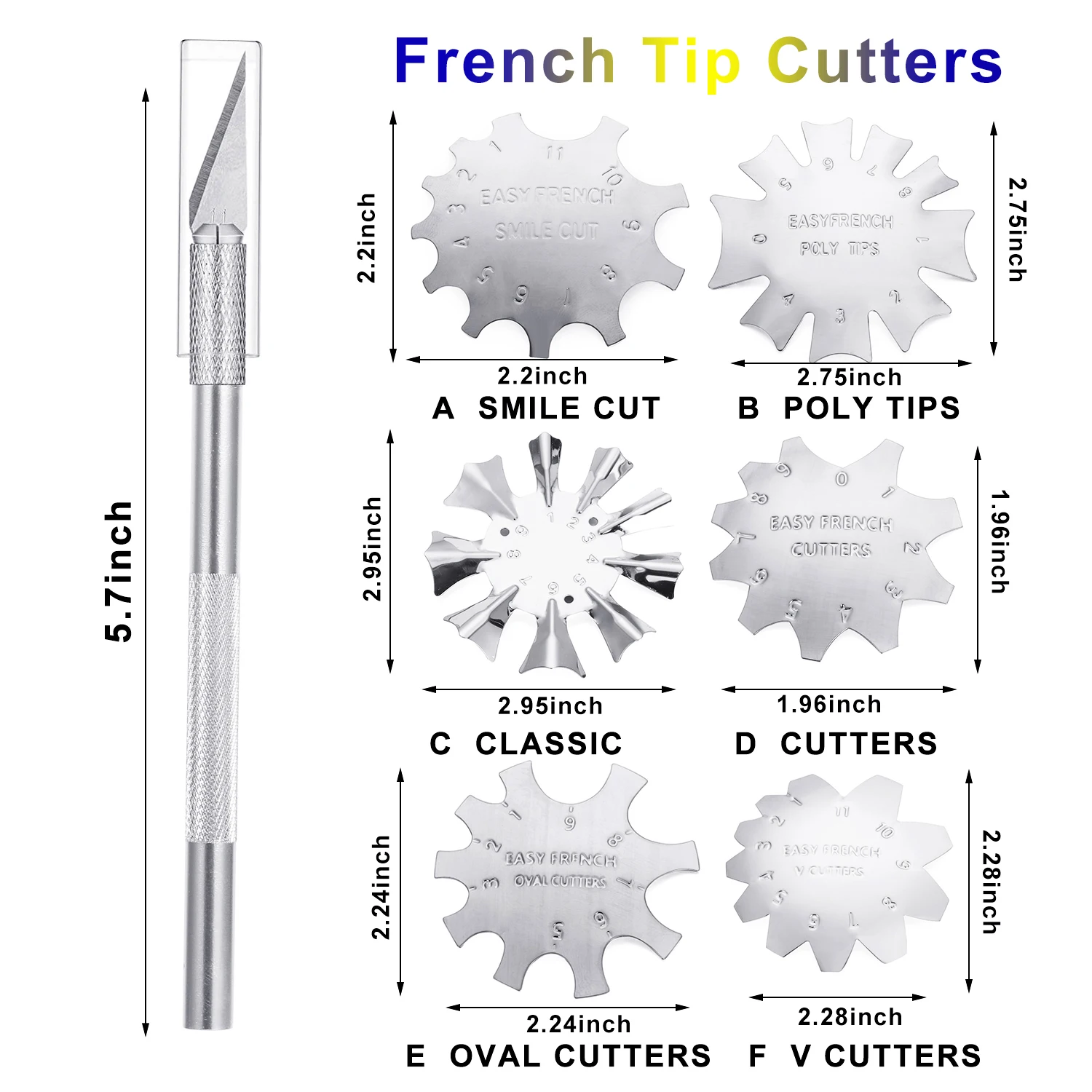9 размеров легкая французская улыбка резка V Line Типсы в форме миндаля C-кривая