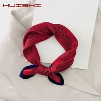 huishi luxury silk scarf women print plaid solid silk scarves neckwear bag party summer collocation all match bandana head band