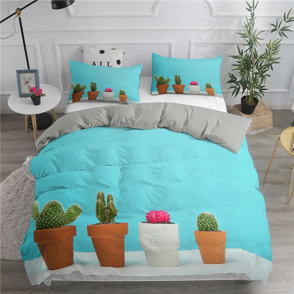 

Plant 3D Print Bedding Set Kids Girls Cactus Duvet Cover Sets Sweet Quilt Pillowcase Home Textiles King Queen Full Size Dropship